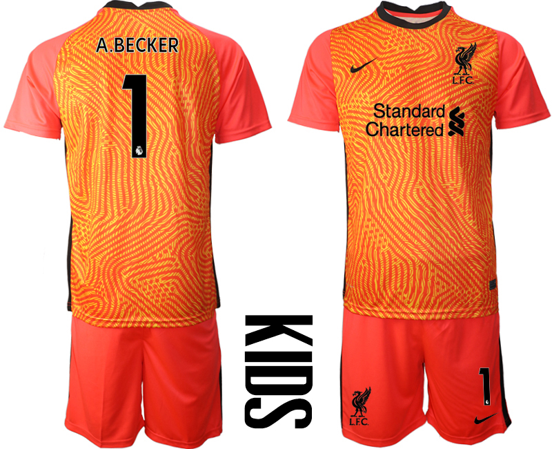 2021 Liverpool red goalkeeper Youth1 #1 soccer jerseys->youth soccer jersey->Youth Jersey